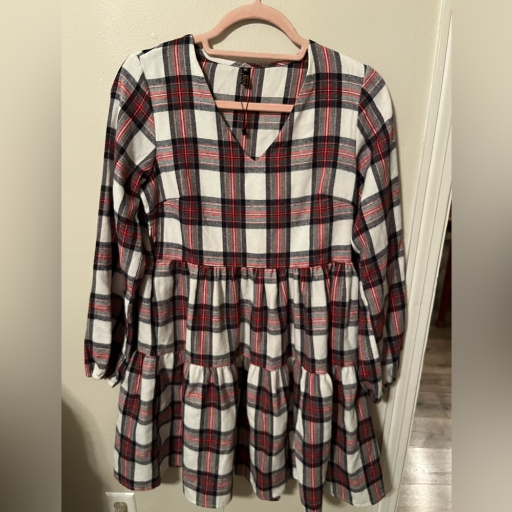 FANCYINN plaid shift dress